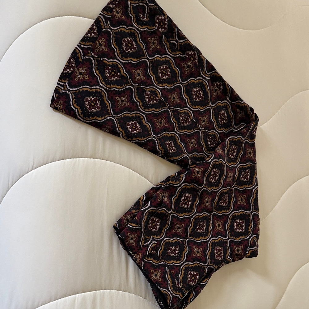 A.L.C. Black and Burgundy Ornate Fabric ankle length pants